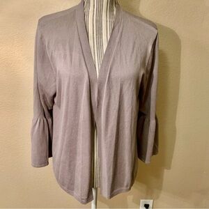 NEW Time and Tru Cardigan Large (12/14) Grey Mauve Bell Sleeve Soft Cute
